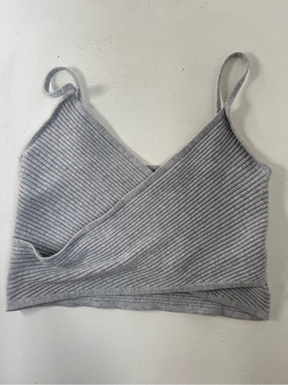 Aerie grey Wrap Camisole Cropped Top Size Large Dorn Ready Festival Casual Relax
